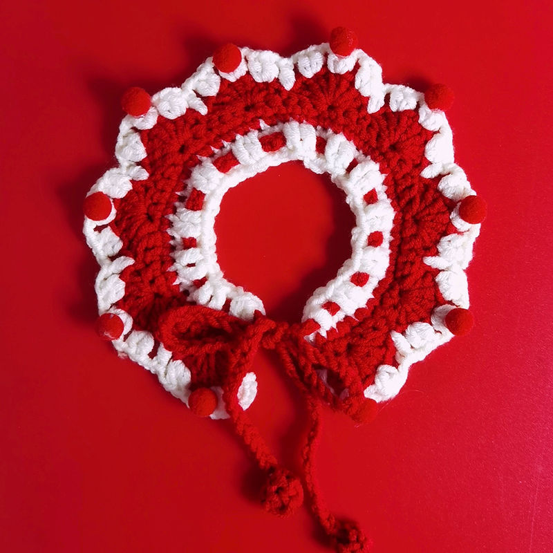 Handmade Knitted Cat Collar Christmas Scarf for Cats 3