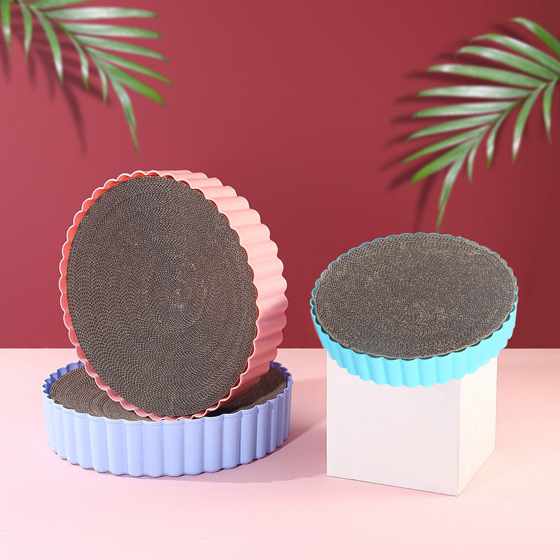 Corrugated Paper Cat Scratch Board Round PP Material S L Sizes