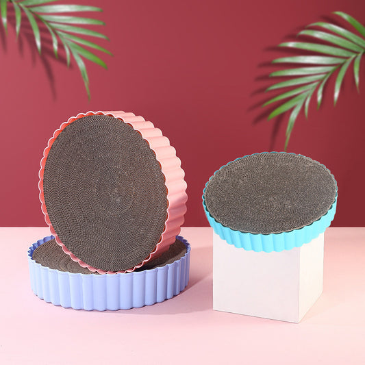 Corrugated Paper Cat Scratch Board Round PP Material S L Sizes