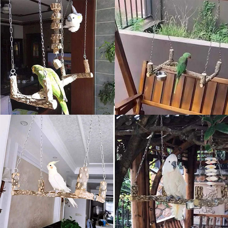 Wooden Parrot Swing Chain Hanging Cage Toy 40x25x60cm 4