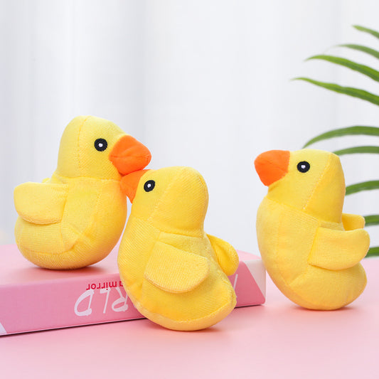 Small Plush Dog Toy Yellow Duck Sounding Soft Squeaky