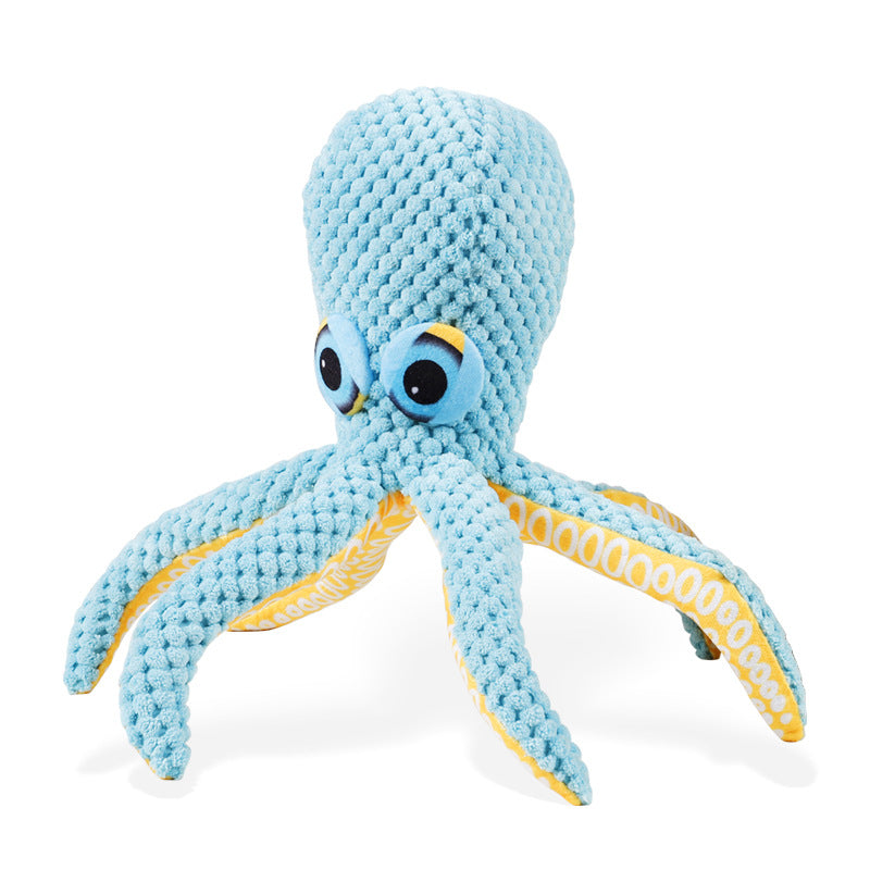 Big Eyes Octopus Plush Dog Toy Squeaky Soft Interactive