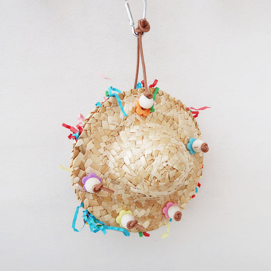 Woven Paper and Straw Parrot Chew Toy Hanging Cage Accessory