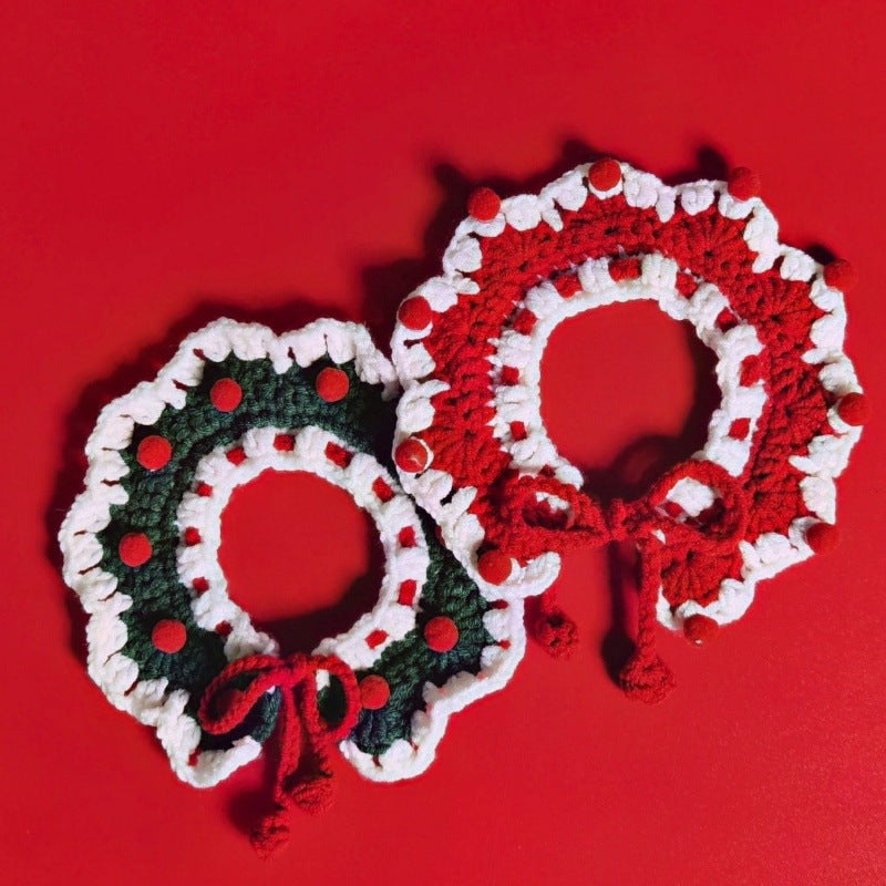 Handmade Knitted Cat Collar Christmas Scarf for Cats 2