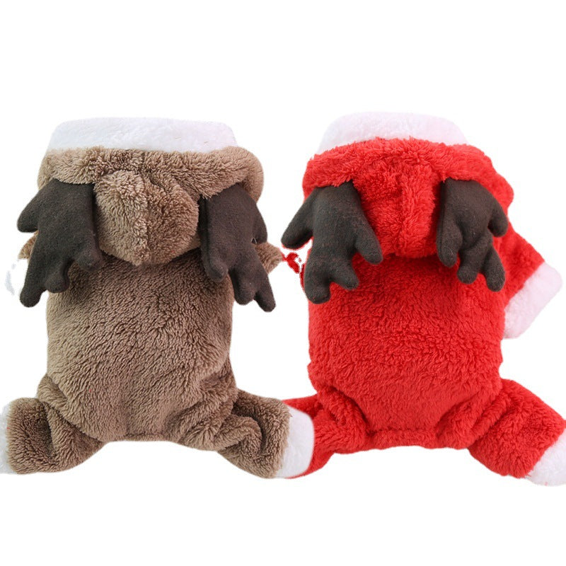 Thickened Warm Coral Fleece Dog Coat Christmas Costume 5