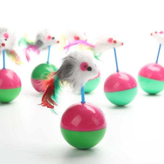 Plush Cat Toy Tumbler Mouse Teasing Ball 12x5cm