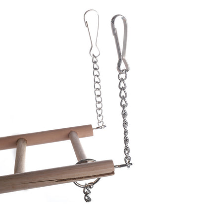 Wooden Parrot Ladder Swing Hanging Bird Cage Toy 22x8x28cm 4
