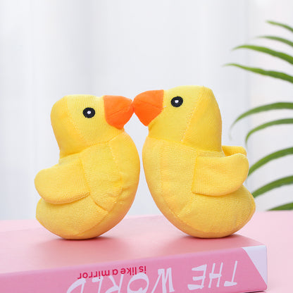 Small Plush Dog Toy Yellow Duck Sounding Soft Squeaky 3