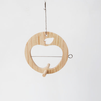 Wooden Parrot Feeder Hanging Bird Food Holder with Stainless Steel Fork 3