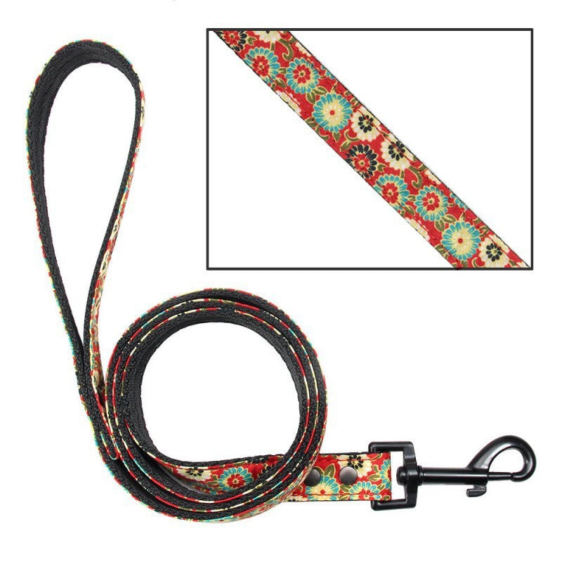 Polyester Floral Dog Collar Adjustable Small Medium Large 10