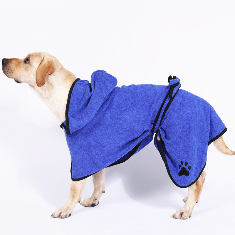 Absorbent Dog Bathrobe Fiber Material with Hood and Tie Closure 2
