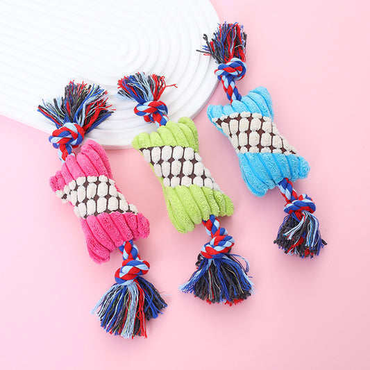 Plush Dog Rope Toy Candy Shape Durable Chew Toy