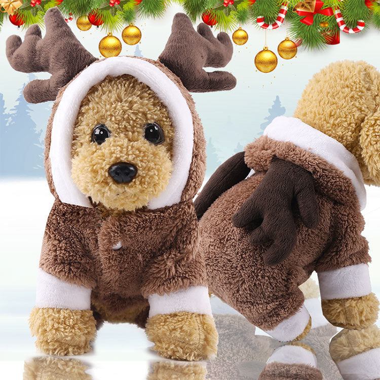 Thickened Warm Coral Fleece Dog Coat Christmas Costume 3