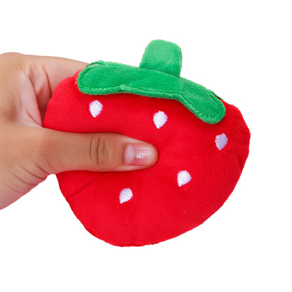 Strawberry Plush Dog Toy Soft Squeaky Fruit Shape 2