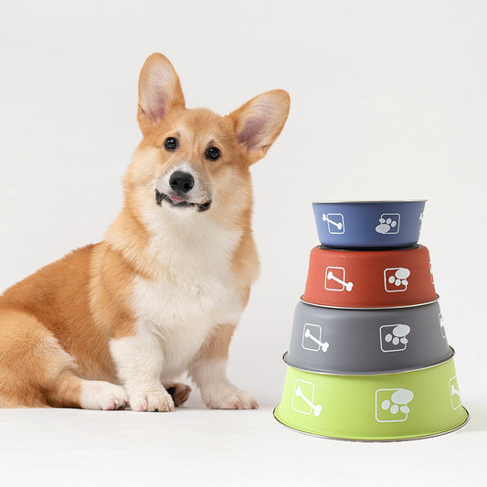 Stainless Steel Dog Bowl Printed Design Multiple Sizes
