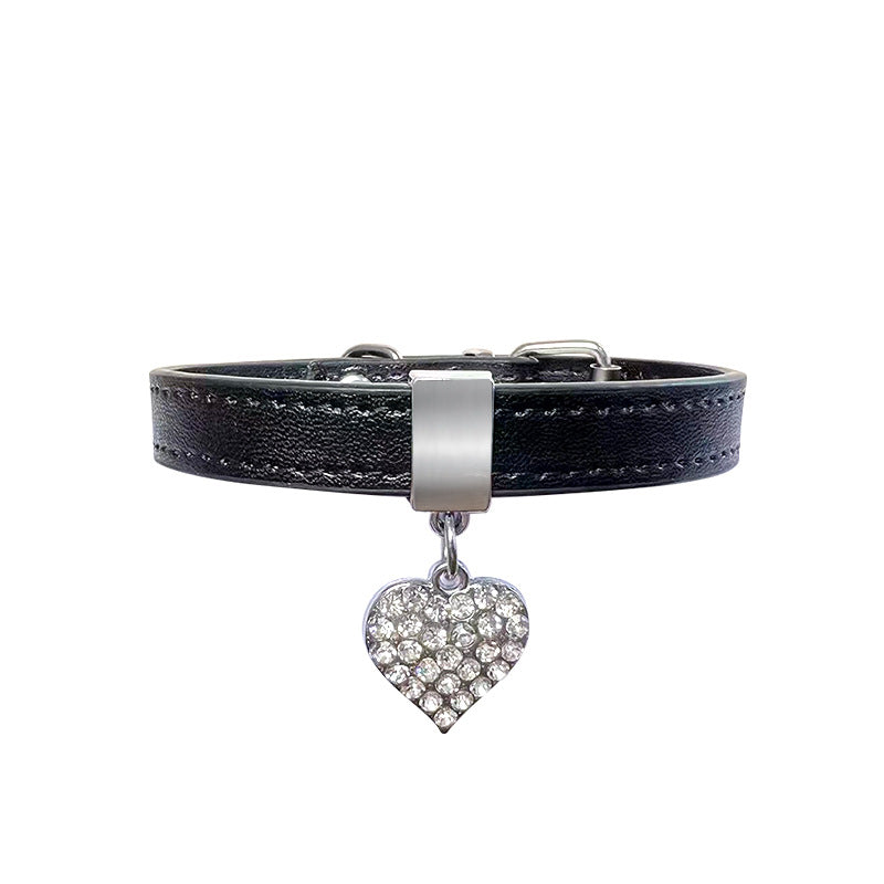 PU Dog Collar Heart Charm Adjustable XS S M Sizes 9