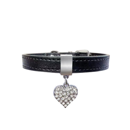 PU Dog Collar Heart Charm Adjustable XS S M Sizes 9