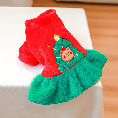 Christmas Tree Dog Costume Skirt Polyester Holiday Outfit 4