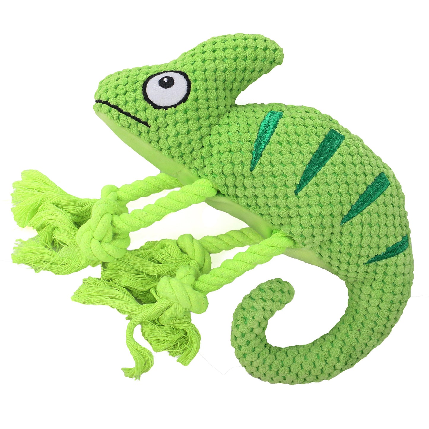 Plush Lizard Dog Toy with Rope Knots Durable Squeaky Soft 2