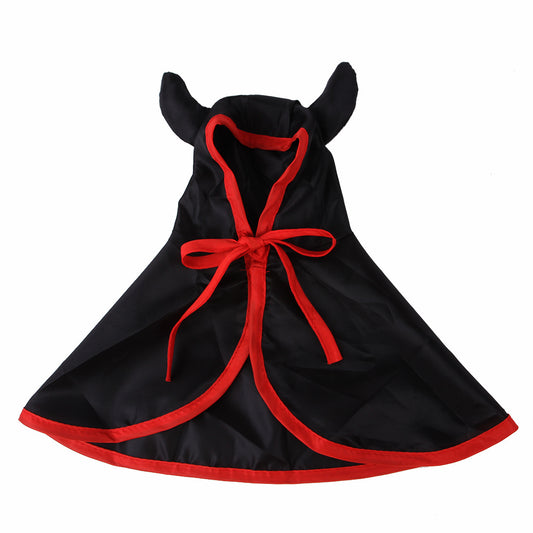 Cloth Cat Cloak Halloween Cat Costume with Horns for Cats