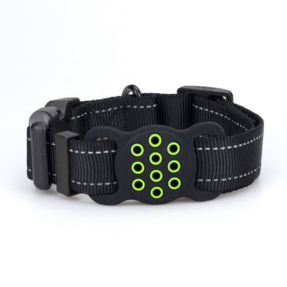 Adjustable Nylon Dog Collar with Silicone AirTag Holder M L 4