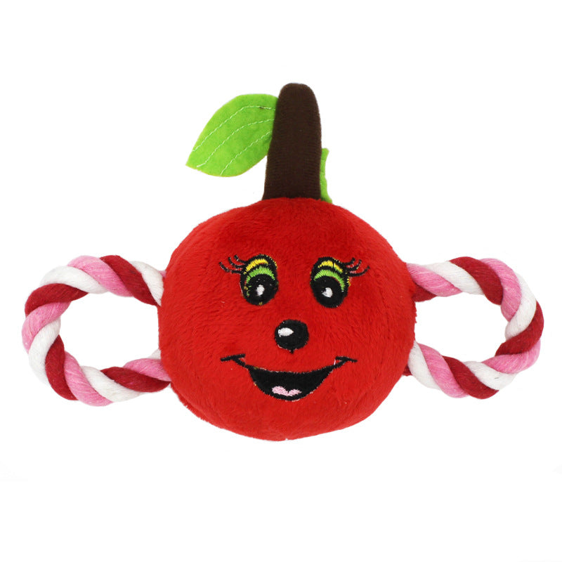Plush Dog Toy Fruit Shape with Cotton Filling and Rope Handle 6