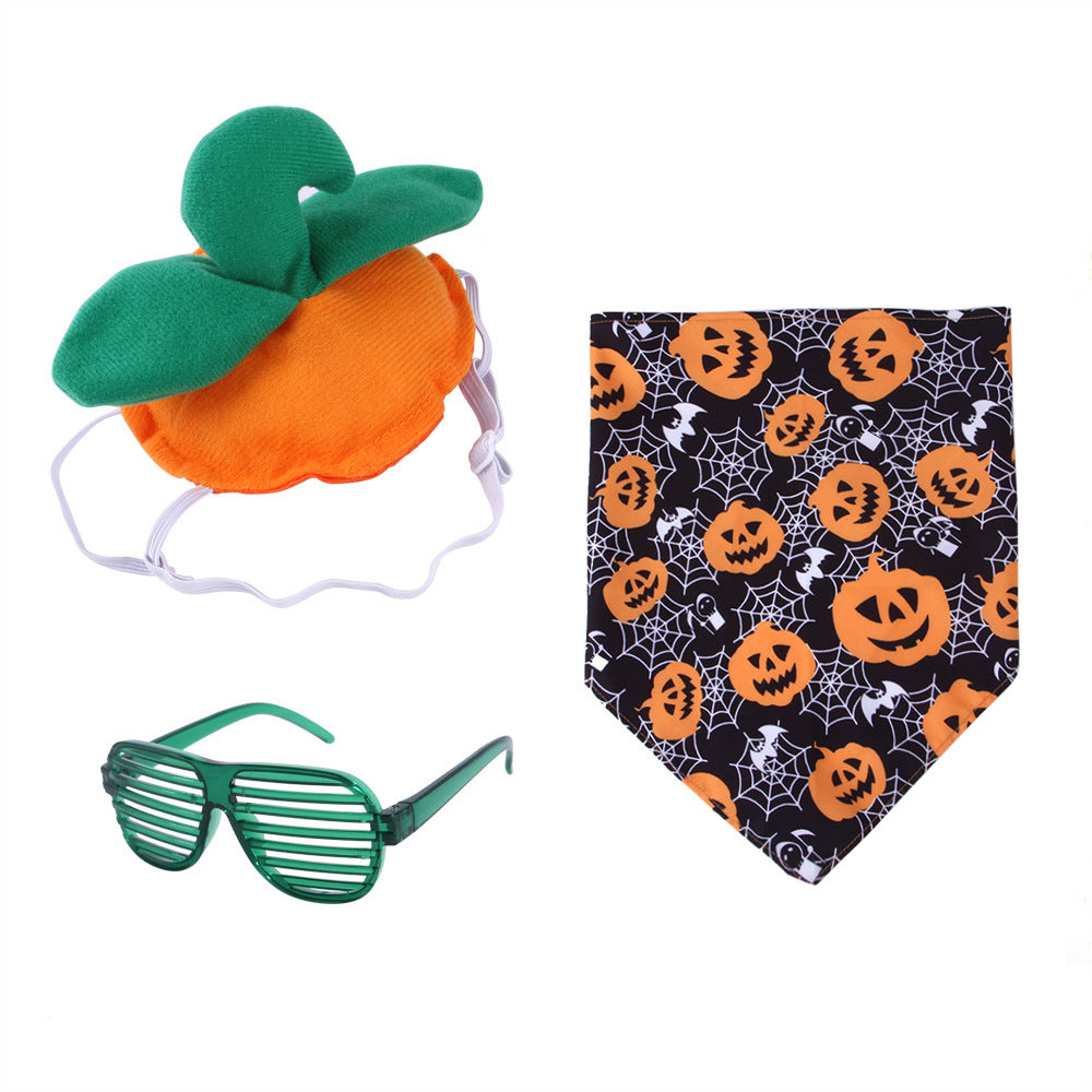 Halloween Dog Costume Set Pumpkin Hat Bandana and Glasses 3 Pack 6