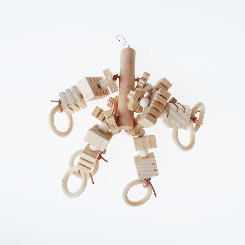 Wooden Parrot Chew Toy Molar Hanging Bird Cage Accessory 3