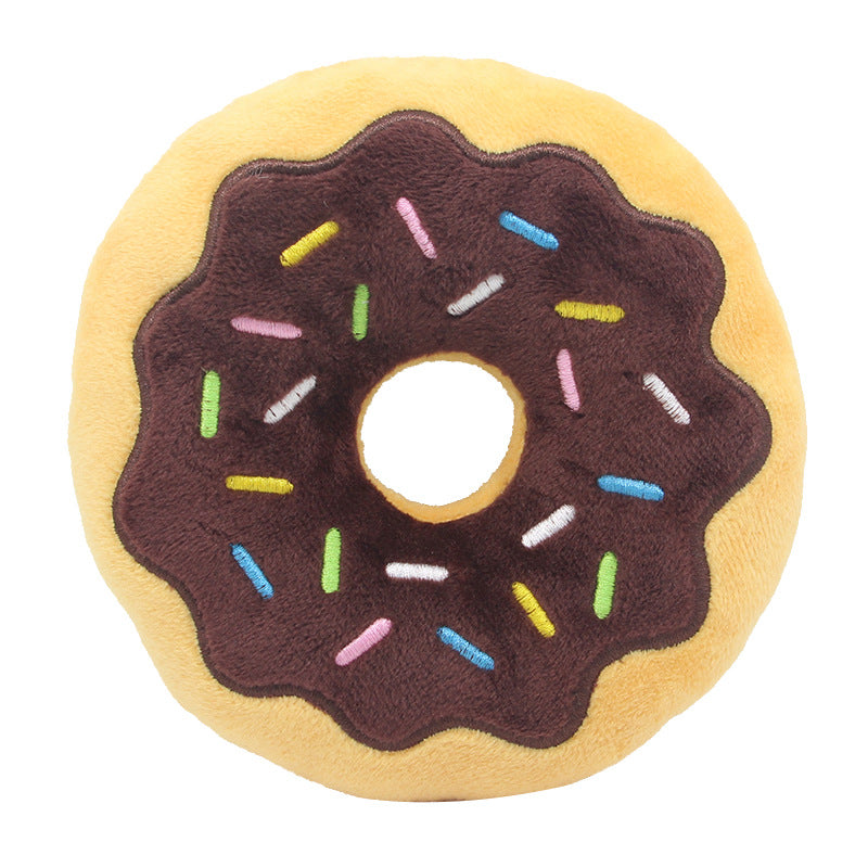 Plush Donut Dog Toy Soft Sound Squeaky 15cm 6