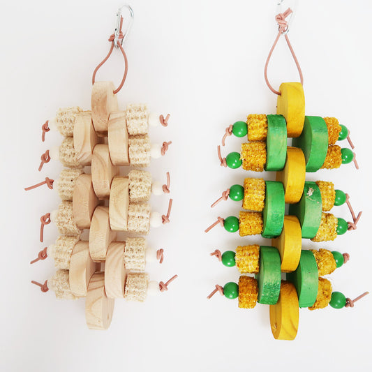 Wooden Corncob Parrot Chew Toy Building Blocks 13x30cm