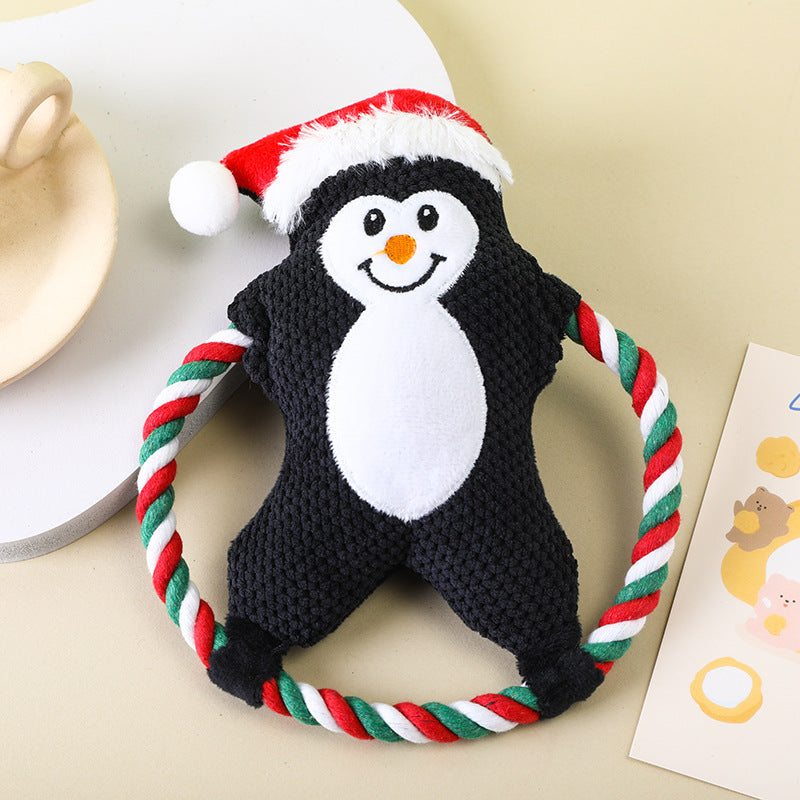 Plush Cotton String Dog Toy Christmas Holiday Design 7