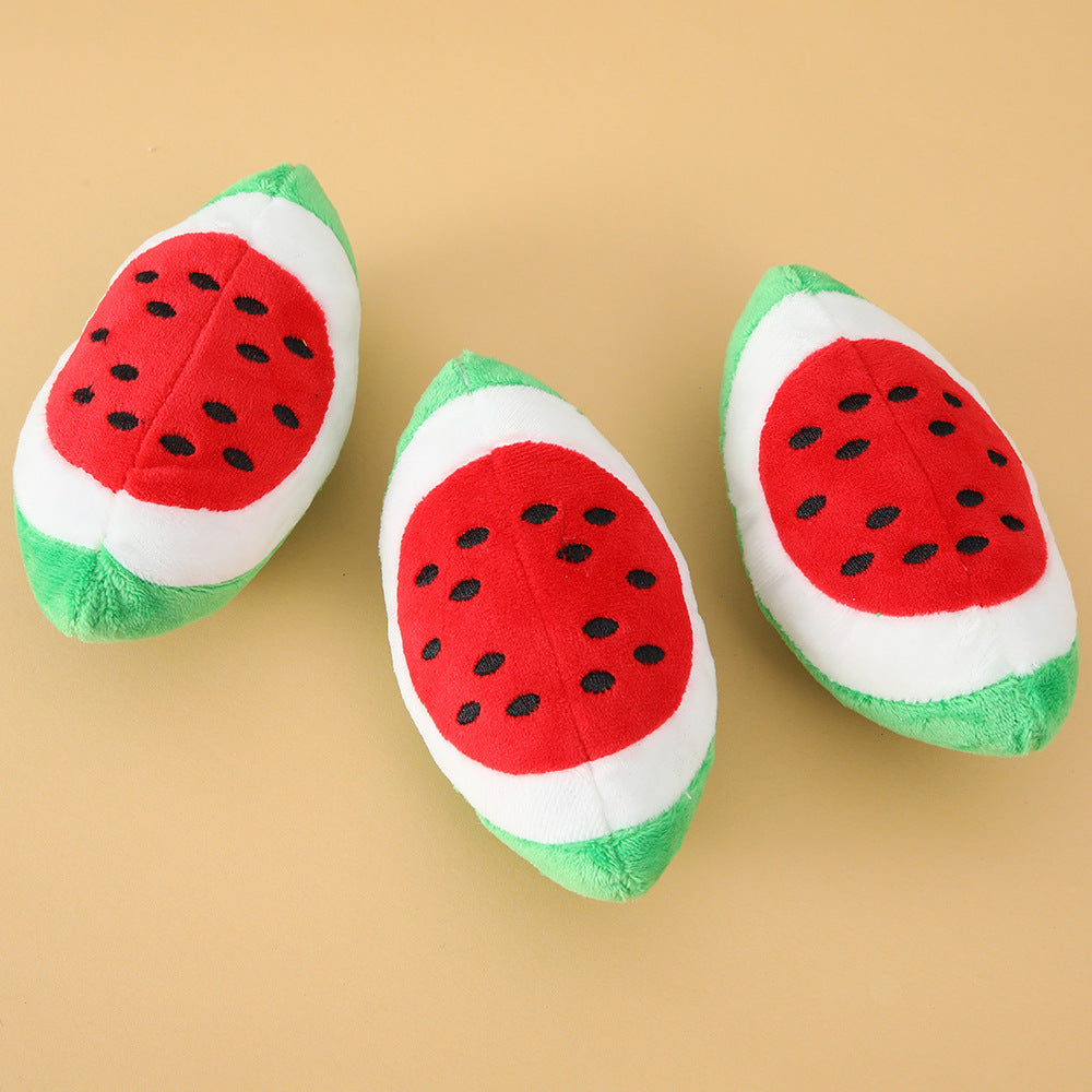 Watermelon Plush Dog Chew Toy Soft Molar Block 14x8cm 2