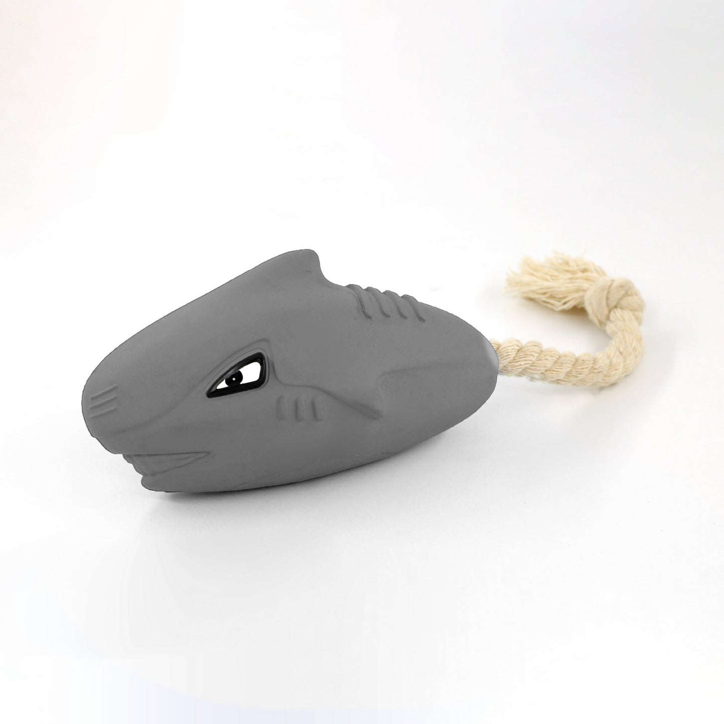 Shark Shape Dog Chew Toy with Rope Durable Rubber Material 4
