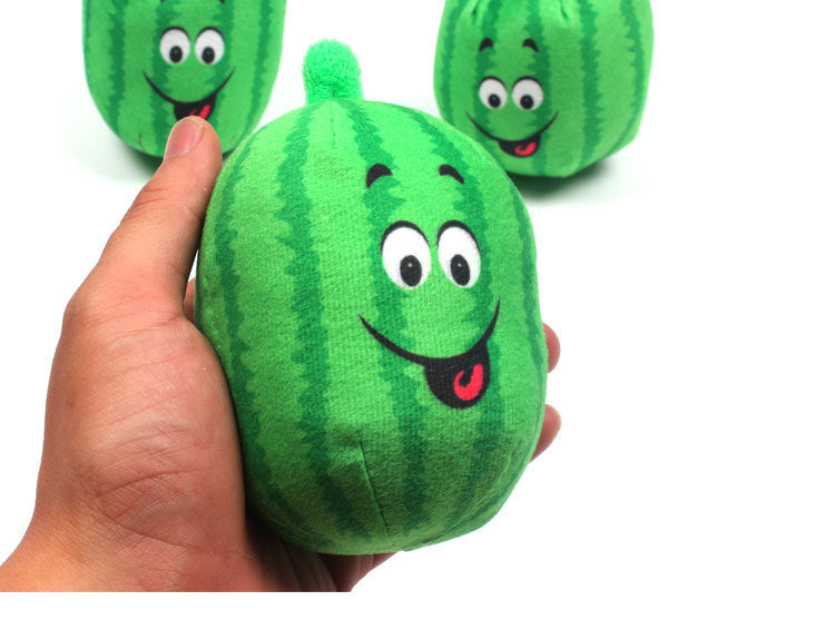 Watermelon Plush Dog Toy Soft Squeaky Interactive Toy 5