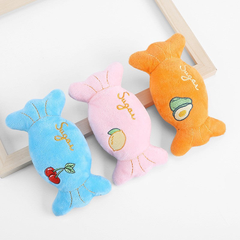 Cartoon Candy Shaped Plush Dog Toy Soft Interactive 2