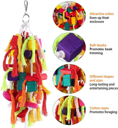 Wooden Parrot Chew Toy Cotton String Hanging Bird Cage Accessory 4
