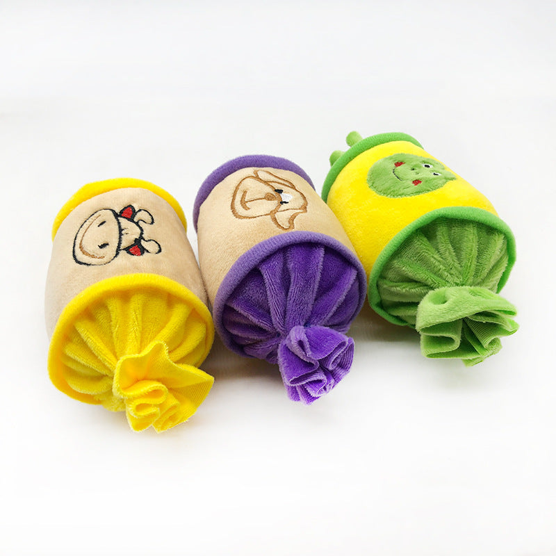 Plush Dog Chew Toy Candy Shape Soft Squeaky 17x7cm 2