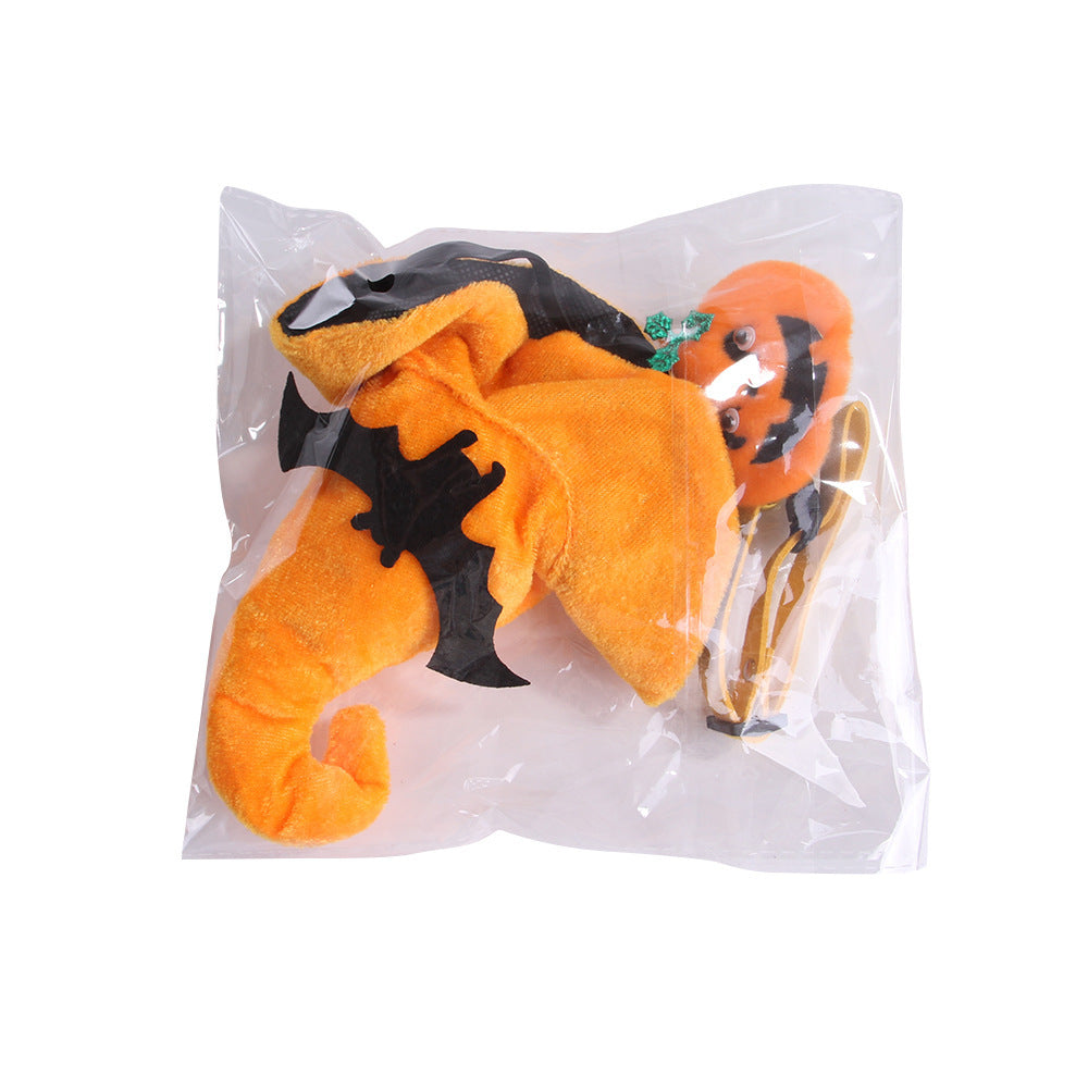 Plush Dog Collar and Pumpkin Hat Halloween Costume Set 3