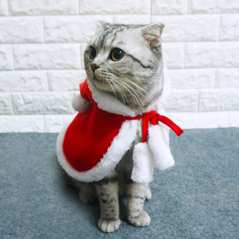 Polar Fleece Cat Cloak Christmas Costume with Hood for Cats 2
