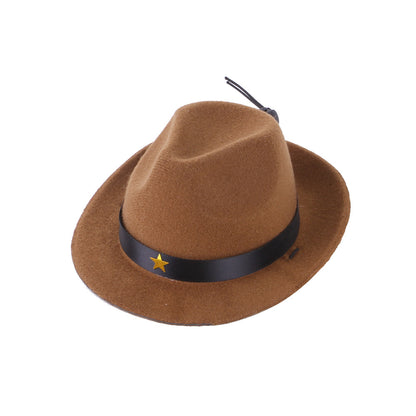 Polyester Dog Cowboy Hat with Star Trim Accessory 6
