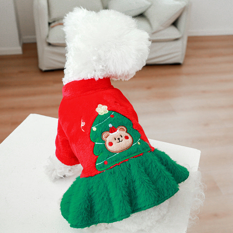 Christmas Tree Dog Costume Skirt Polyester Holiday Outfit