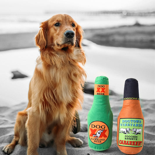 Plush Dog Toy Beer Bottle Soft Interactive Toy 23x8cm