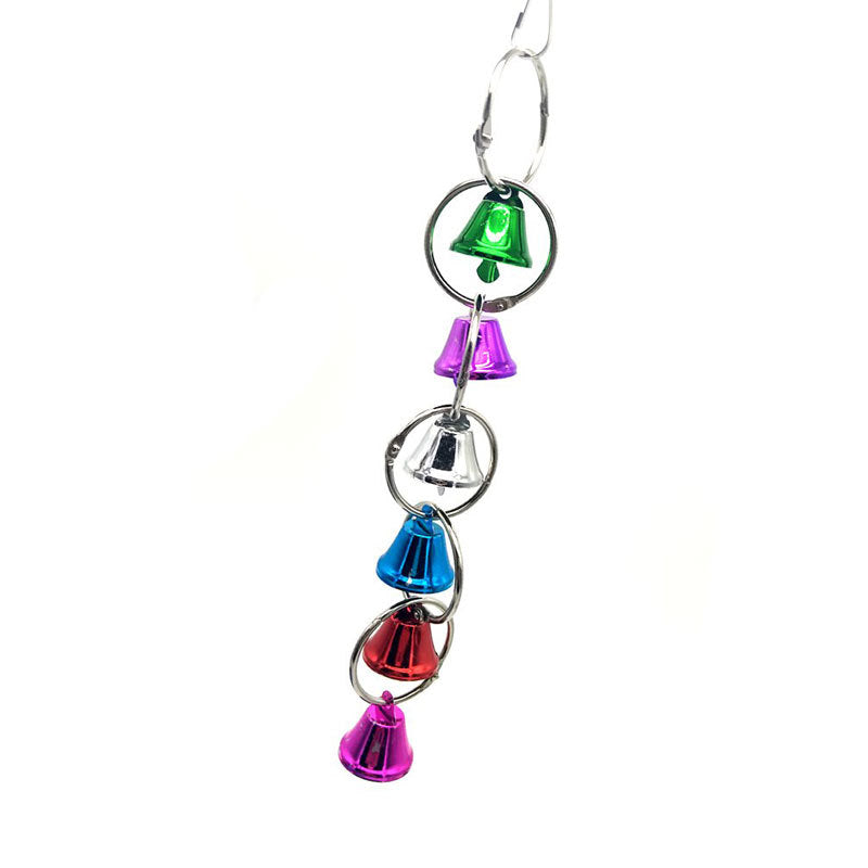 Iron Parrot Chain Bell Toy with Colorful Hanging Rings 3