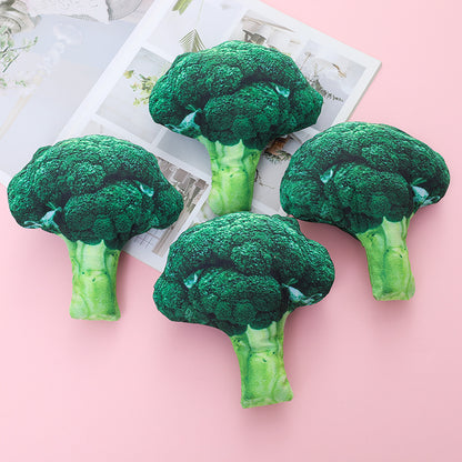 Plush Dog Squeaky Toy Broccoli Shape Soft Interactive