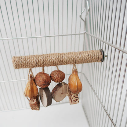 Wooden Parrot Chew Toy Hemp Rope Weaving Stand Stick 4
