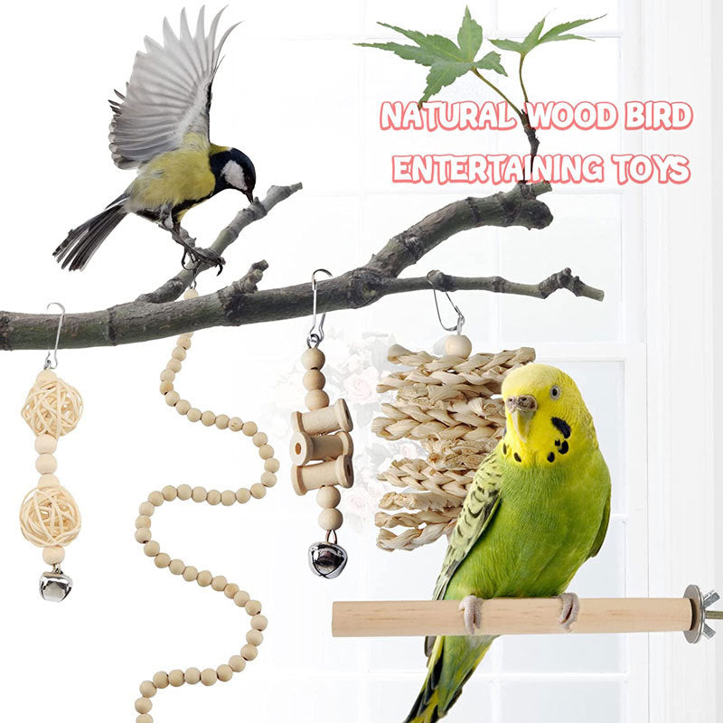 Wooden Parrot Chew Toy Stand Rod Autumn 13 Pack 4