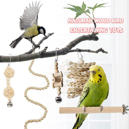 Wooden Parrot Chew Toy Stand Rod Autumn 13 Pack 4