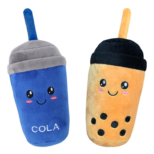 Plush Dog Toy Cola Bubble Tea Soft Squeaky Fun