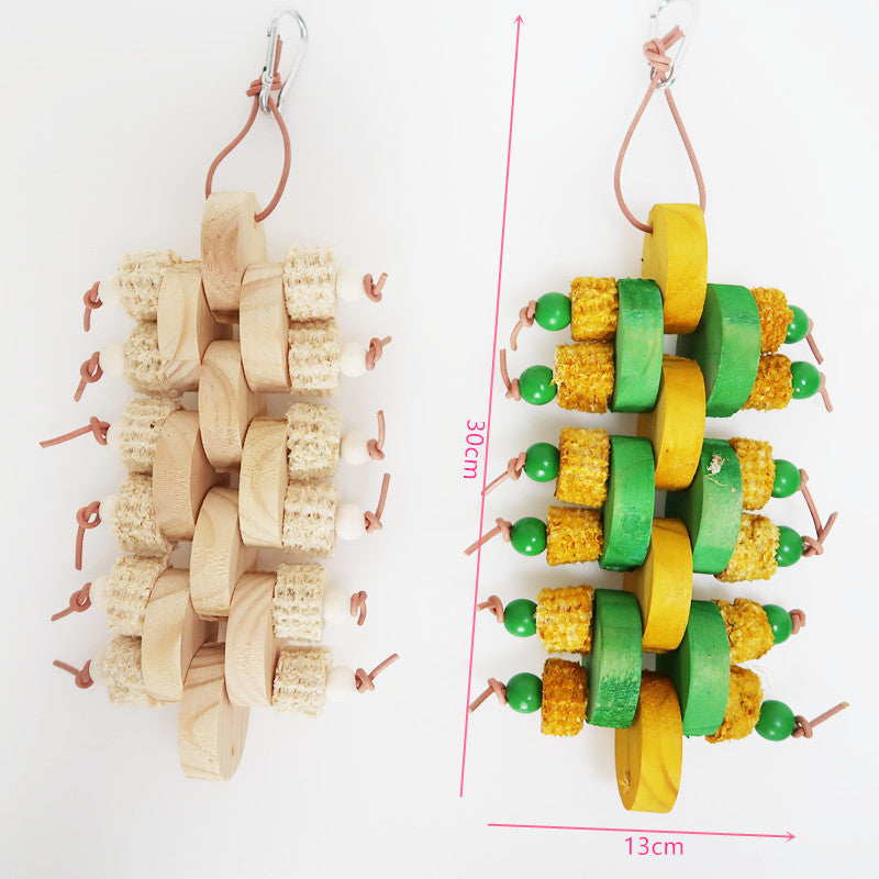 Wooden Corncob Parrot Chew Toy Building Blocks 13x30cm 4