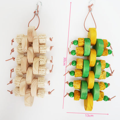 Wooden Corncob Parrot Chew Toy Building Blocks 13x30cm 4